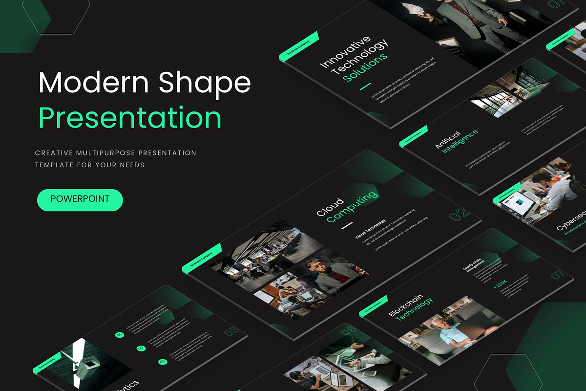 Modern Shape - Powerpoint, a Presentation Template by AQR Studio (Photo 1 of 3)