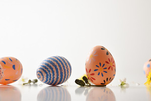 Hand-Painted Easter Eggs on White Background, a Holiday Photo by Davizro's Market