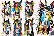 Doodle Cartoon Horses, an Animal Illustration by PrintHaven Designs (Thumbnail 3 of 9)