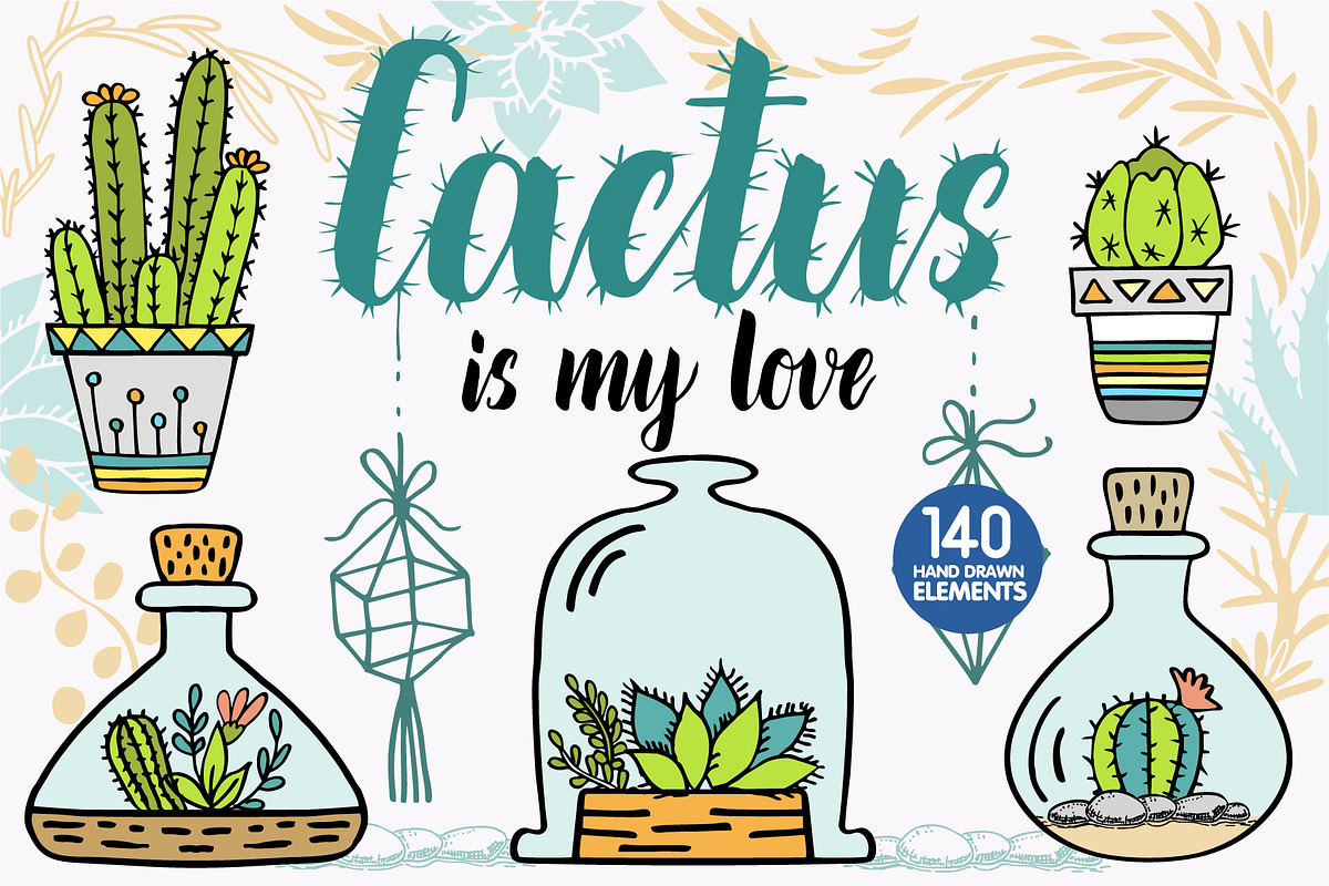 Cacti and succulents design set 140+, an Object Graphic by Live line (Photo 1 of 8)