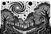 50 Mystical Galaxy Forest Silhouette, a Technology Illustration by Amazin_art (Thumbnail 29 of 34)