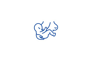 Baby Breast Feeding Line Icon