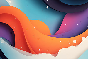 Vibrant layered abstract waves in orange, blue, and purple tones, an Abstract Photo by Ales Munt