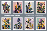 Cubist Floral Portrait Illustration, a Decorative Illustration by Housui Patterns (Thumbnail 7 of 17)