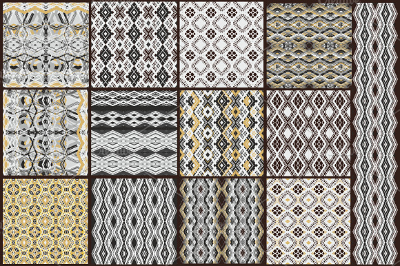 Set of seamless geometric patterns preview 5