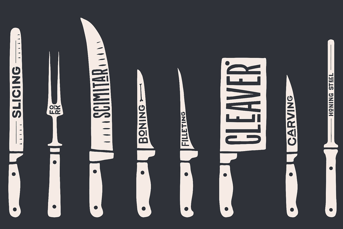 Knife, collection. Fish cutting, a Food Illustration by Foxys Graphic (Photo 2 of 3)