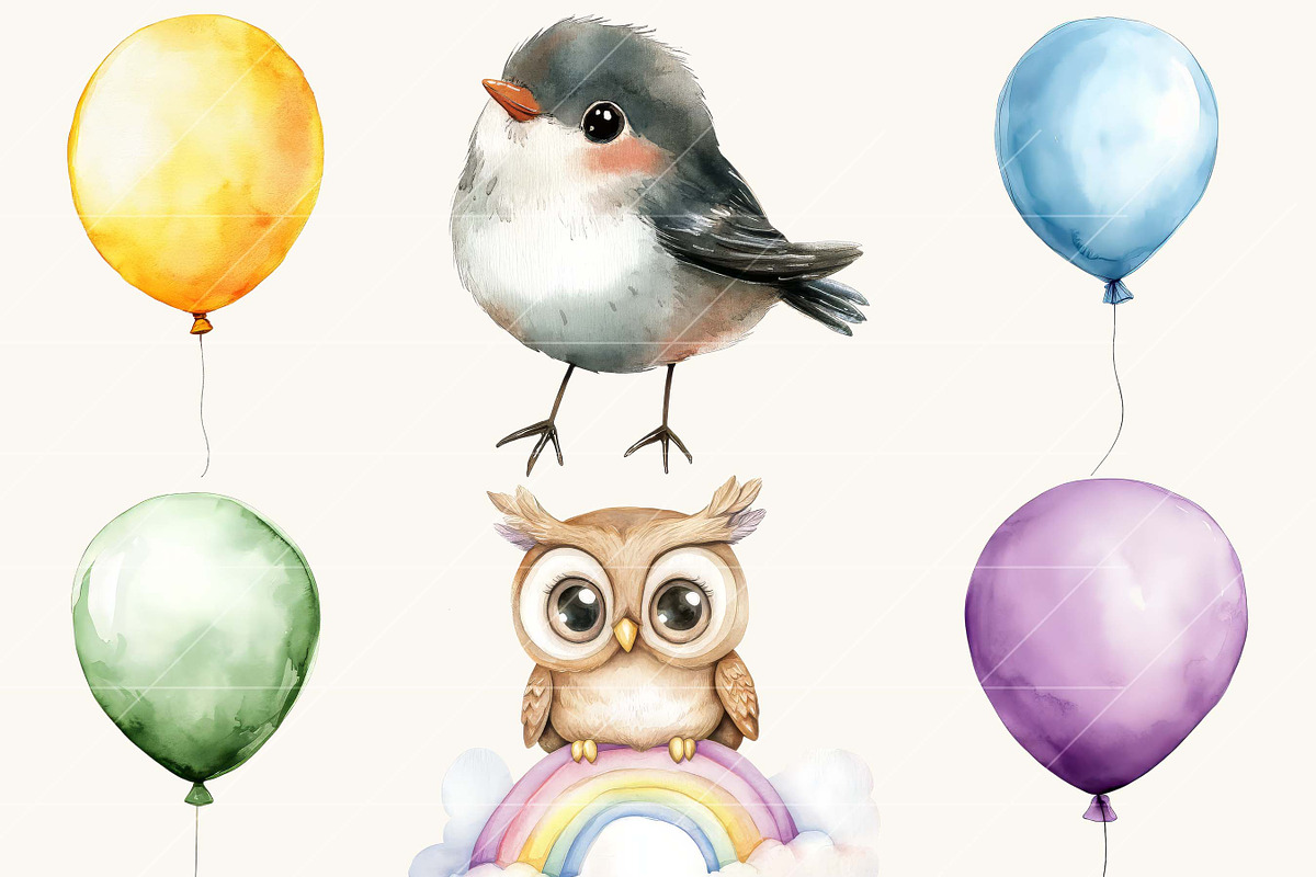 Boho Rainbow Woodland Animals, an Animal Illustration by SparkyDesignsUS (Photo 3 of 9)