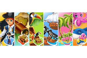 Pirate party. Children holiday, game