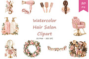 Watercolor Hair Salon Clipart, a Decorative Illustration by BerryPieArt (Thumbnail 1 of 4)