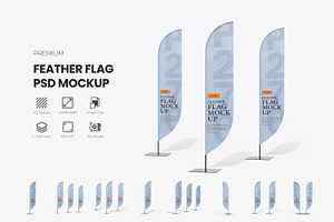 Convex / Feather / Bow Flag Mockup