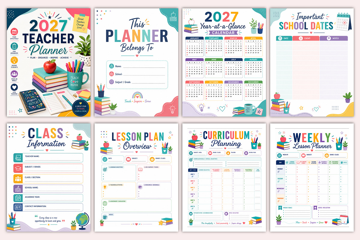 2027 Teacher Planner, a Stationery Template by Shumaya (Photo 2 of 5)