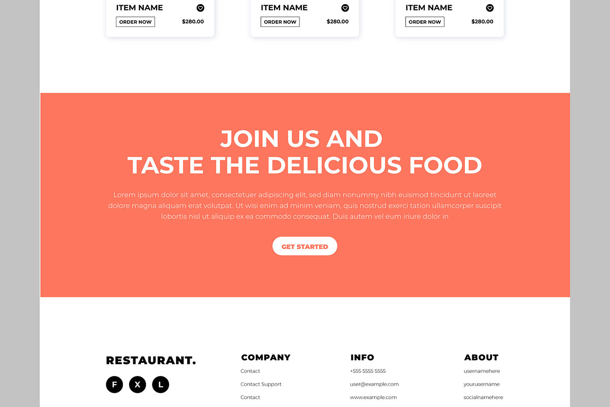 Restaurant Landing Page, an UI Kit Template by CreativeShaper (Photo 5 of 5)