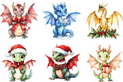 Fairy Christmas Dragon Clipart, an Illustration by CraftArtStudio (Thumbnail 2 of 6)