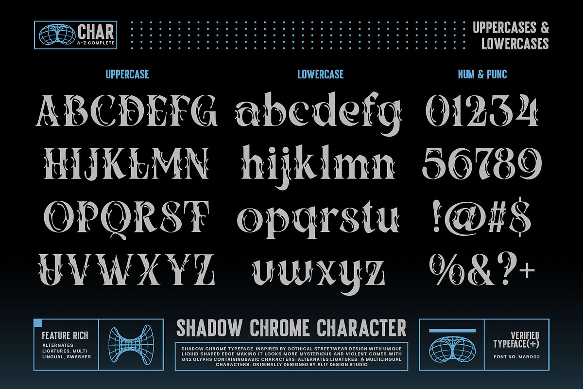 Shadow Chrome Typeface, a Serif Font by alit design (Photo 8 of 17)
