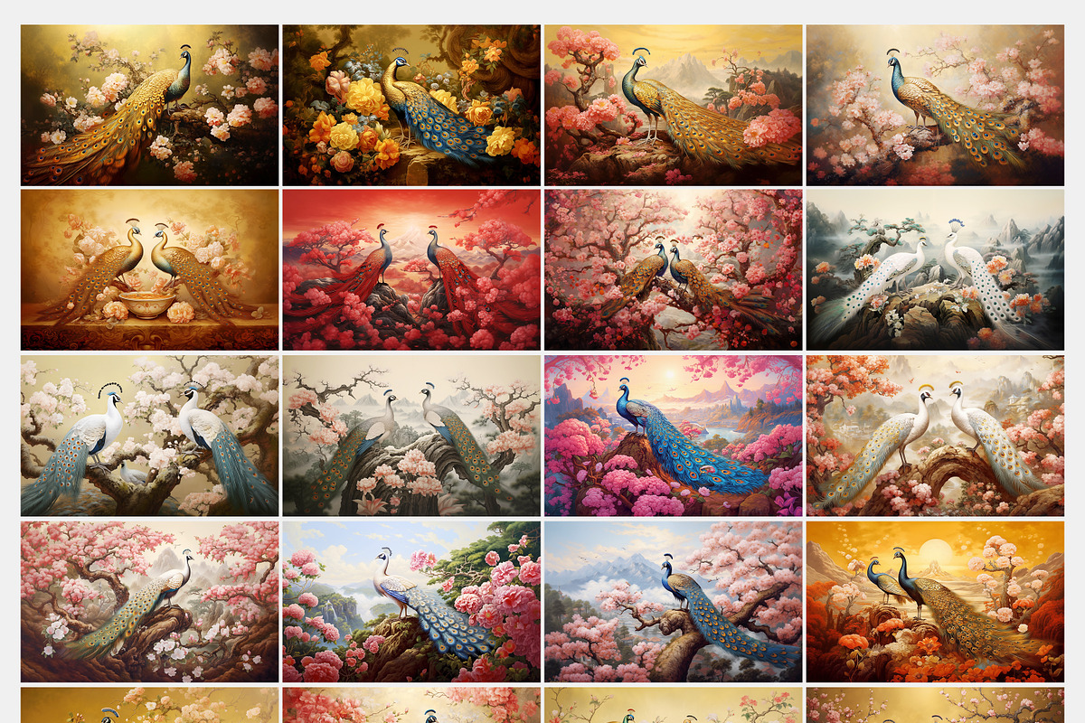 Japanese Ukiyo-e Peacock, a Wallpaper Graphic by Muzi pear studio (Photo 2 of 12)