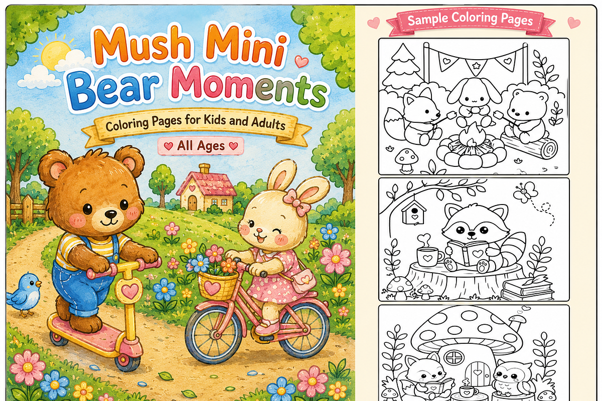 Mush Mini Fox Moments Coloring Book, an Animal Illustration by Design Zone (Photo 3 of 5)