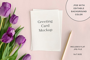 Floral Greeting Card Mockup .psd