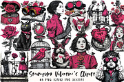 Steampunk Valentine's Clipart, an Illustration by OK Design (Thumbnail 1 of 6)