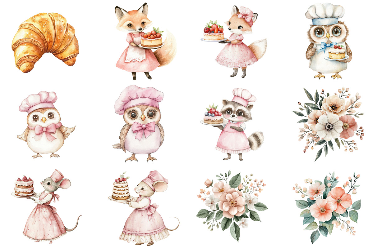Sweets Cute Bakery Animals, an Illustration by CitraGraphics (Photo 3 of 5)