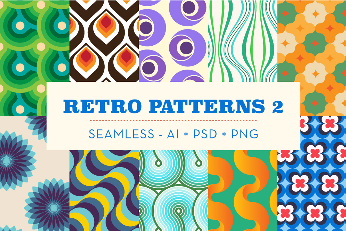 Retro Patterns 2, a Pattern Graphic by kloroform