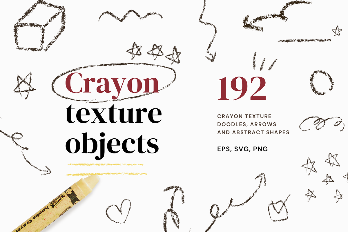 192 Crayon texture doodles, an Object Graphic by Pinkbrush (Photo 1 of 10)