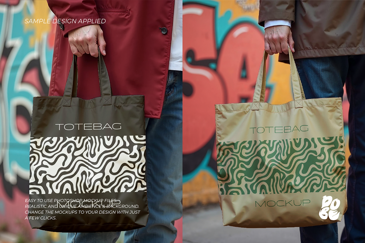 Totebag Street Mockup Set - Vol 1, a Merchandise Mockup by DOBE Studio (Photo 2 of 5)