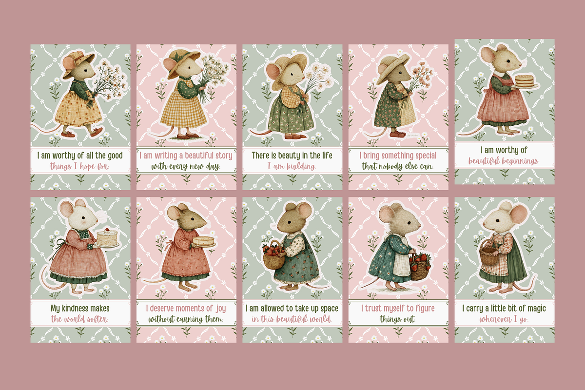 Soft Cottagecore Affirmation Cards, an Animal Illustration by Kaleidokika (Photo 2 of 4)