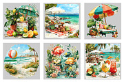 Watercolor Summer Beach Clipart, an Illustration by Black Bird Studio (Thumbnail 3 of 5)