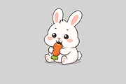 Bunny Eating Carrot Cartoon, an Animal Illustration by Artpon Illustration (Thumbnail 3 of 3)