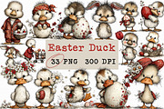 Easter Duck Whimsical Clipart, an Illustration by Libby Wishes (Thumbnail 1 of 7)