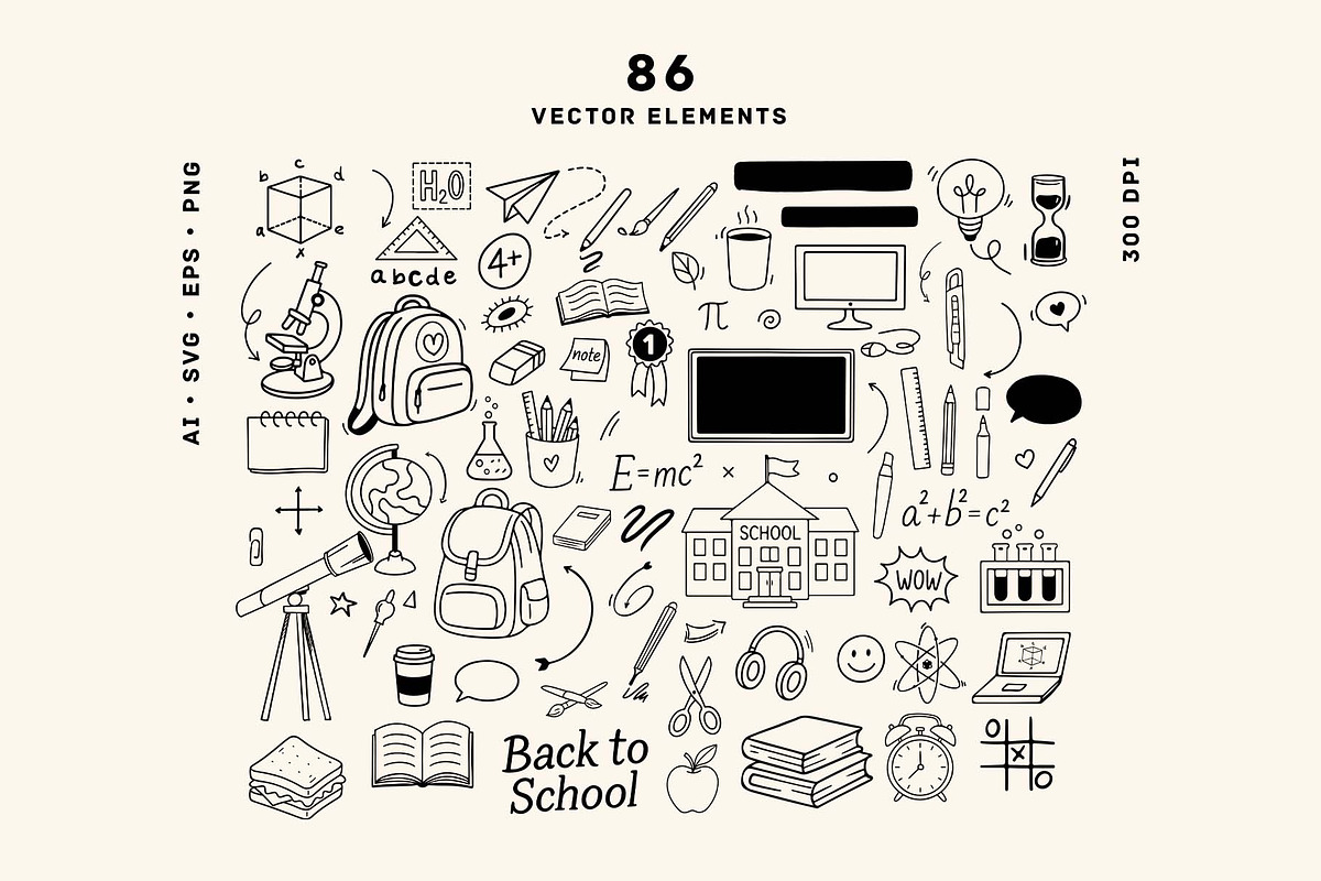 Back to School vector clipart set, an Education Illustration by VerAna (Photo 2 of 14)