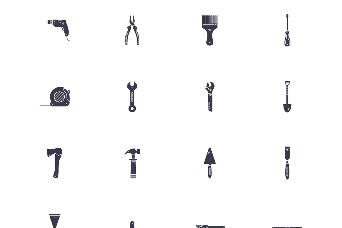 Construction tools (vector icons), a Solid Icon by Artzgeo (Photo 3 of 5)