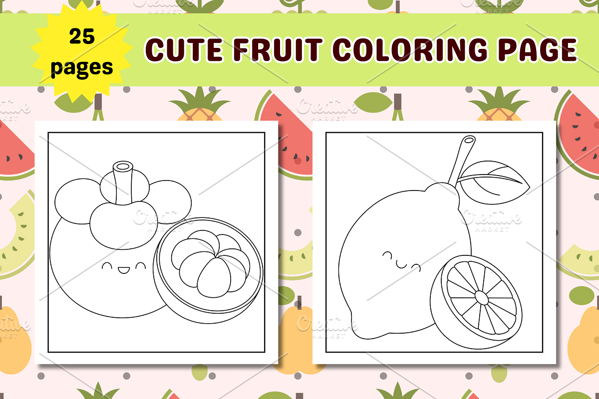 Cute Fruit Coloring Pages For Kids, a Food Illustration by Salaly (Photo 8 of 8)