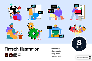 Fintech Vector Illustration Pack, an Object Graphic by SLAB! Design