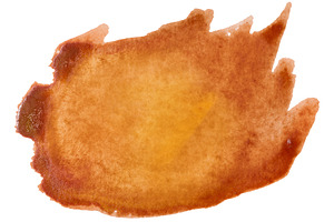 Orange watercolor paint stain, gradient from ochre to rich terra, an Abstract Photo by ndanko