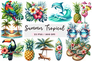 Summer Tropical Clipart, a Seasonal Illustration by DreamArtGraphic (Thumbnail 1 of 4)