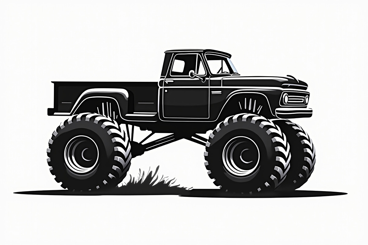 Big Wheel Truck Line Drawing, an Illustration by musafir_fashion (Photo 3 of 9)