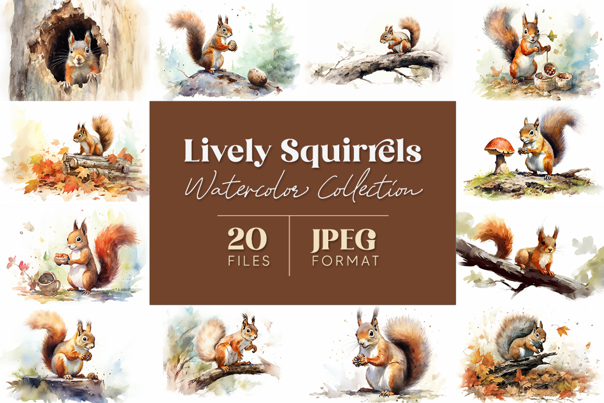 Squirrels Watercolor Collection, an Animal Illustration by artsy-fartsy (Photo 1 of 6)