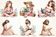 Girl in Floral Dress Read Book Clipa, an Illustration by Libby Wishes (Thumbnail 4 of 7)
