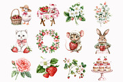 Watercolor Strawberry Picnic Clipart, a Seasonal Illustration by Design Market (Thumbnail 3 of 5)