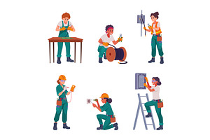 Female electricians. Different, a Person Illustration by Onyx