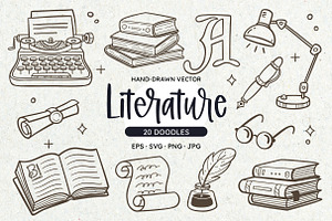 Literature Doodle Clipart Set