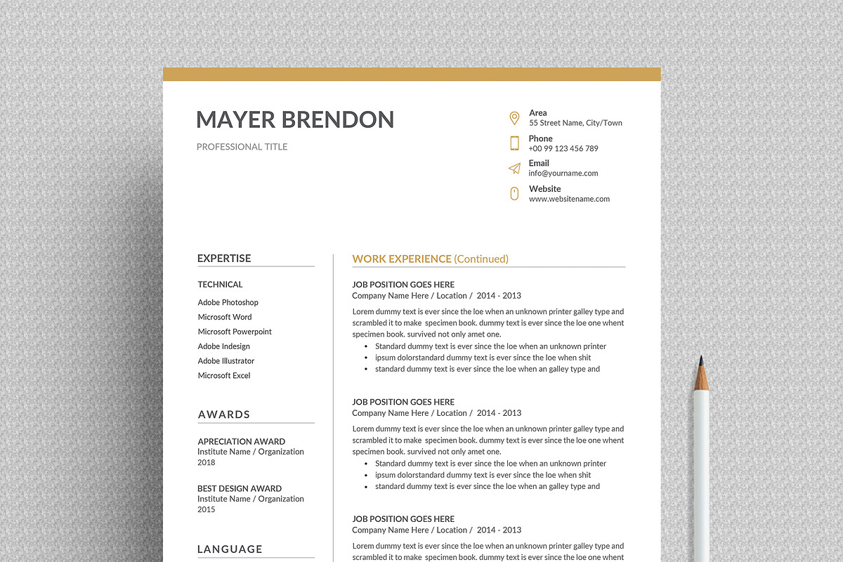 Resume/CV - 4 Page, a Resume Template by Creatune