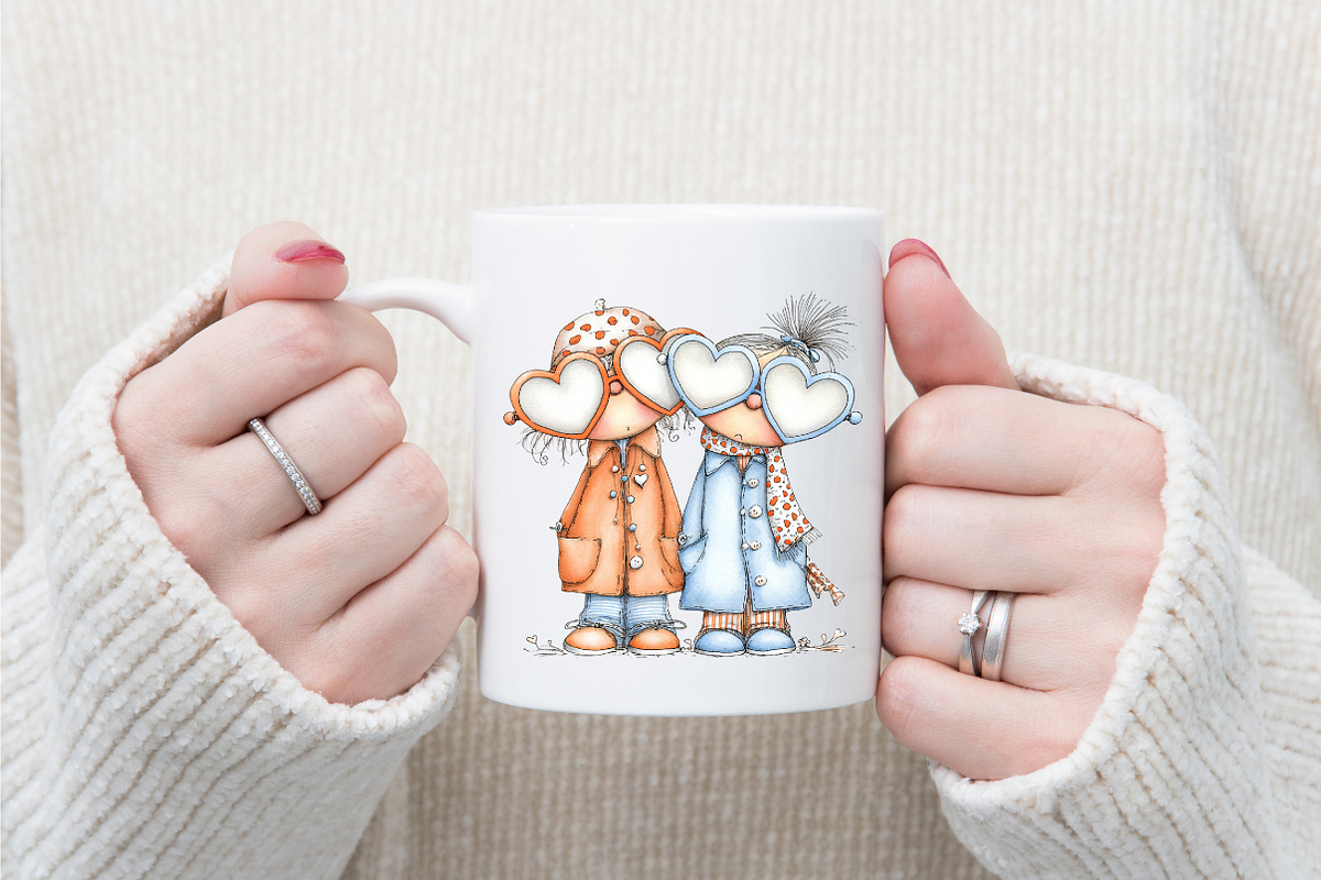 Whimsical Valentine Couple Clipart, an Illustration by designcity5 (Photo 5 of 5)