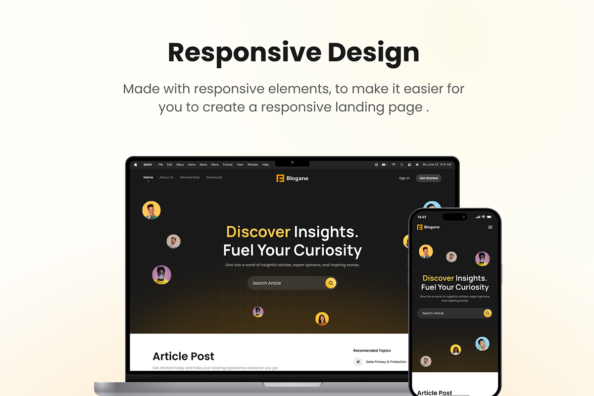 Blogane - Blog/News Landing Page Kit, an UI Kit Template by Agensip Design Agency (Photo 8 of 10)