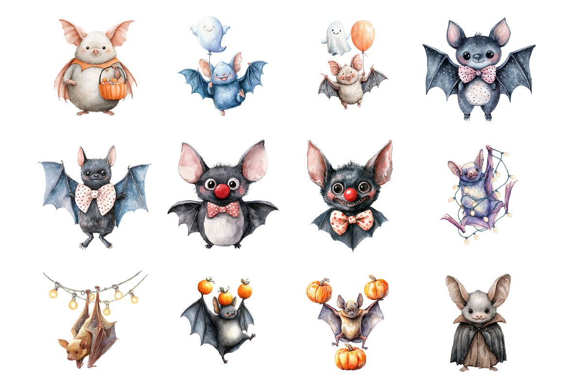 Funny Halloween Bats Clipart, an Illustration by Design Market (Photo 3 of 3)
