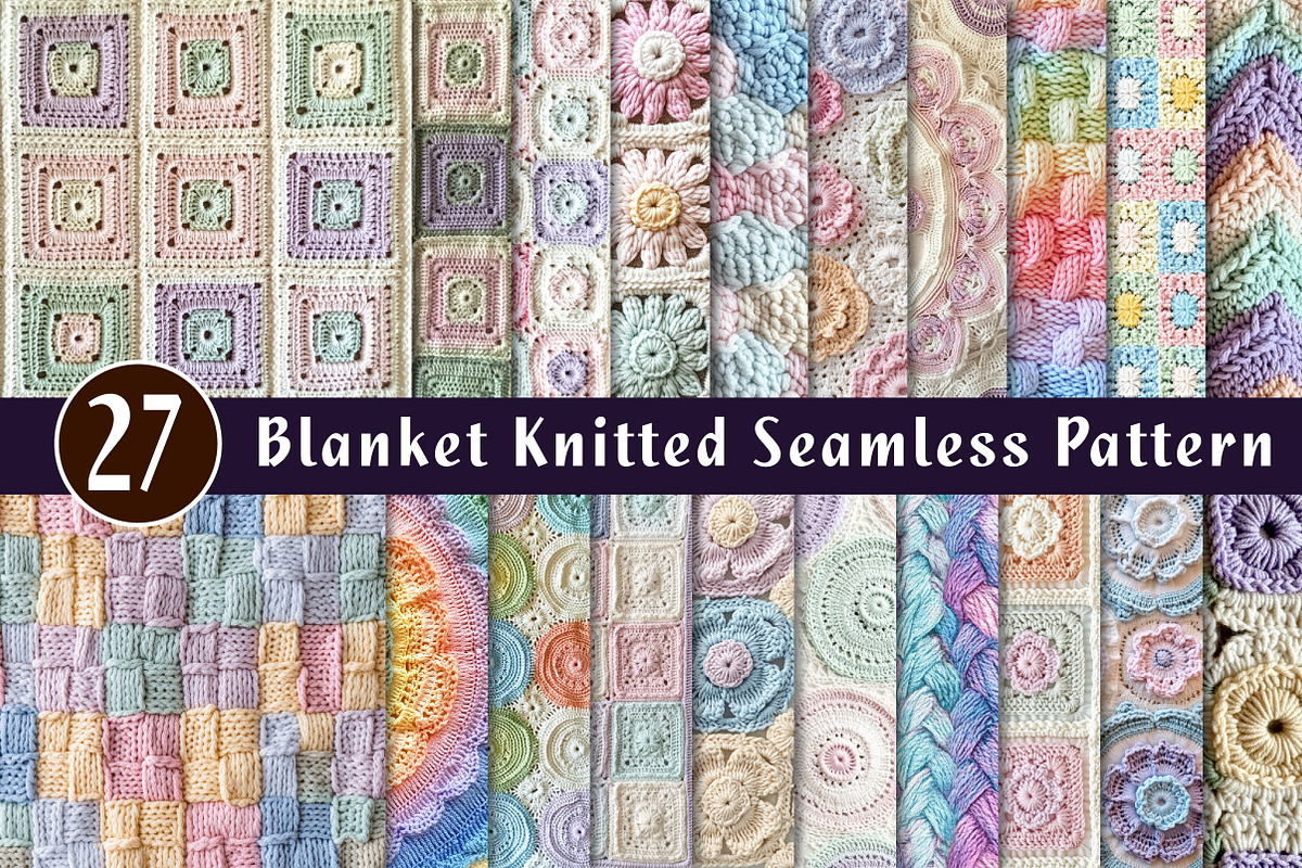 Pastel Throw Blanket Knitted Pattern, a Pattern Graphic by CreationArt (Photo 1 of 6)