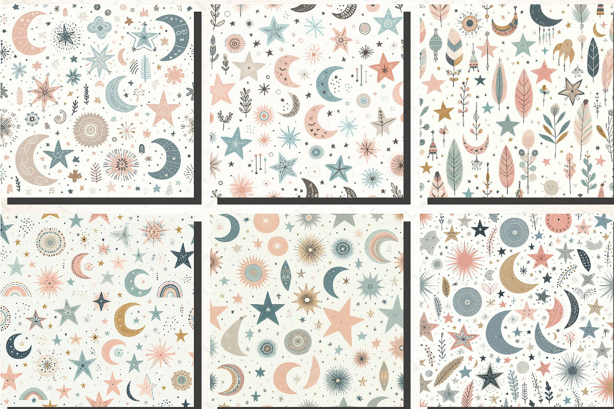 Whimsical Pastel Stars and Moons, an Illustration by DreamCafeArt (Photo 3 of 5)