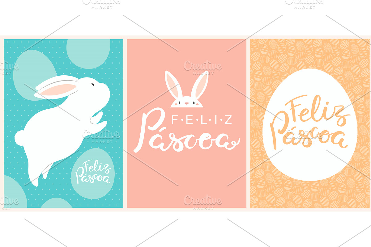 Easter cards with bunnies, eggs, an Animal Illustration by sceptical cactus