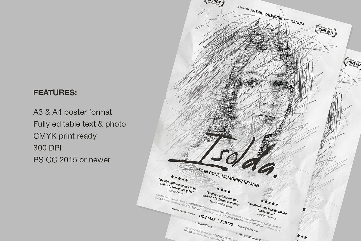 SCRIBBLE Movie Poster Template, a Flyer Template by Bornx Design (Photo 2 of 7)